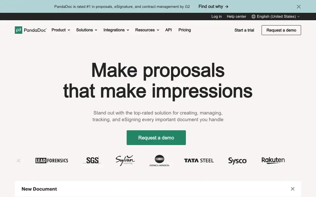 PandaDoc website homepage screenshot