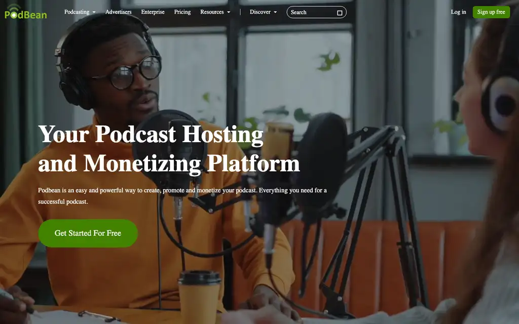 Podbean website homepage screenshot