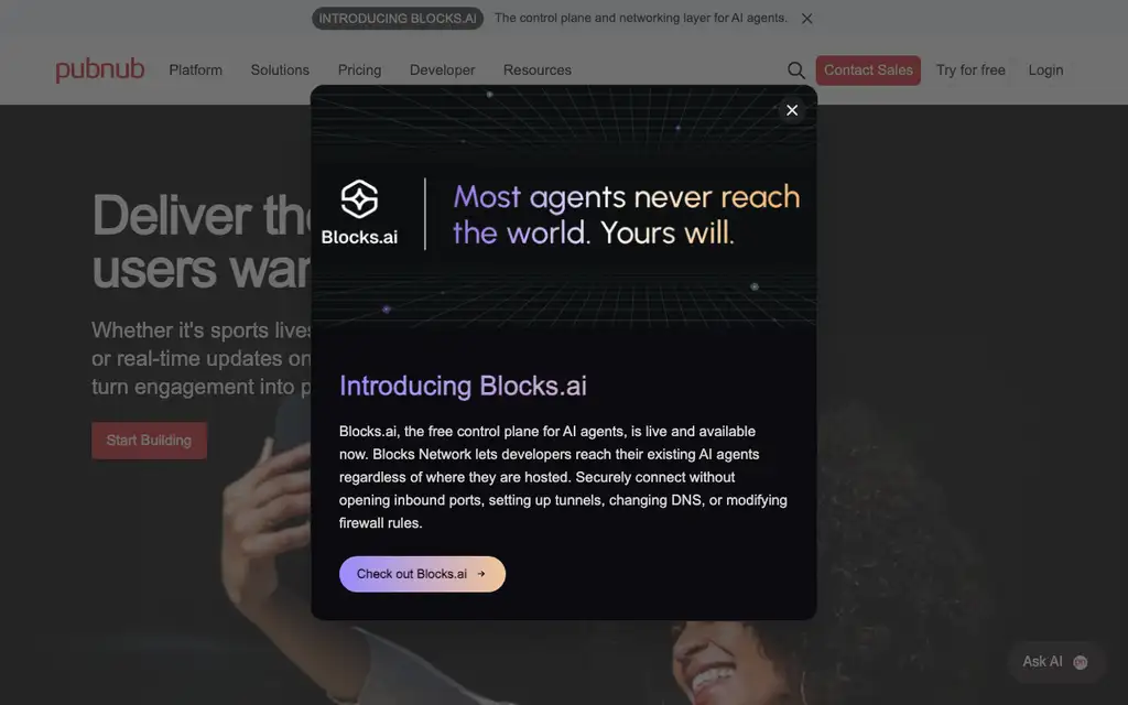 PubNub website homepage screenshot