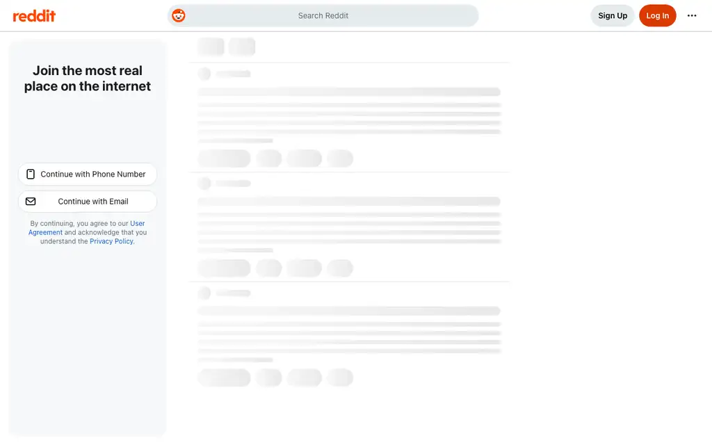 Reddit website homepage screenshot