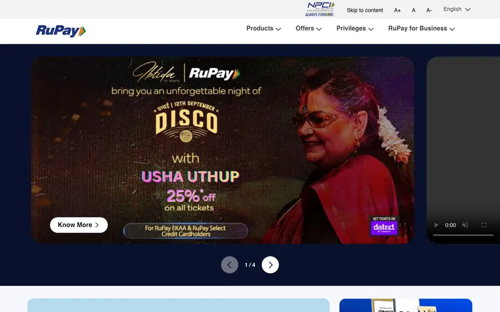 RuPay website homepage screenshot