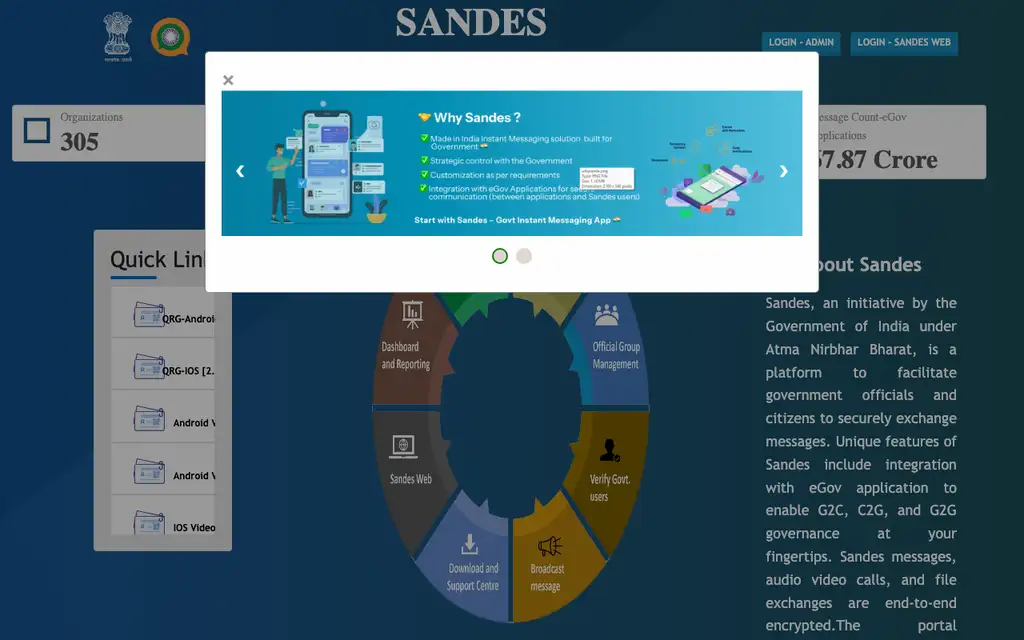 Sandes website homepage screenshot