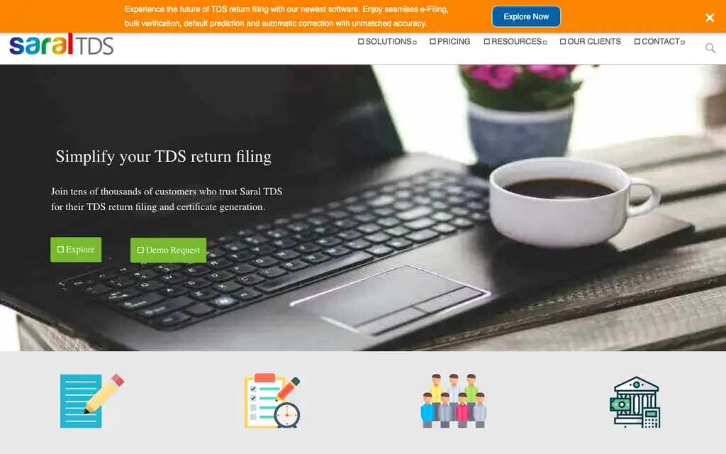 Saral TDS website homepage screenshot