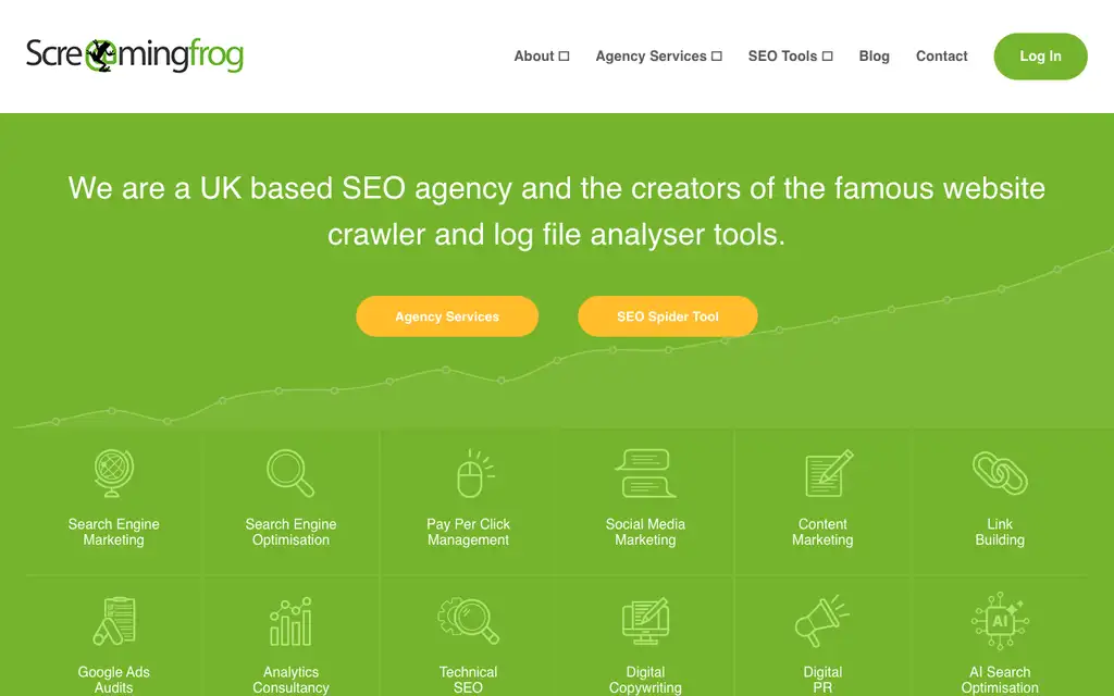 Screaming Frog SEO Spider website homepage screenshot