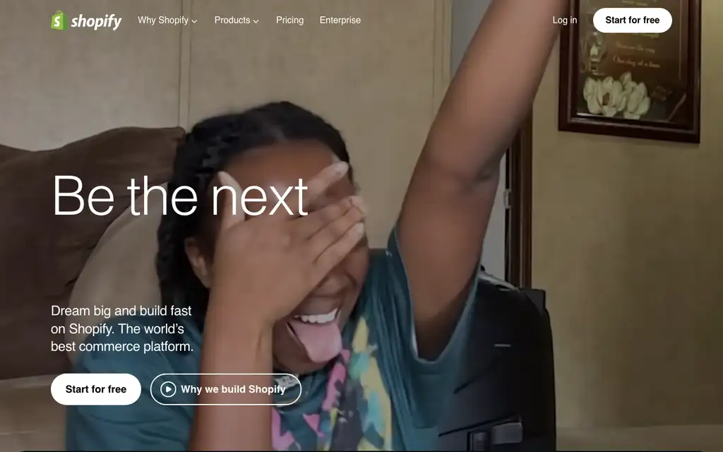 Shopify website homepage screenshot