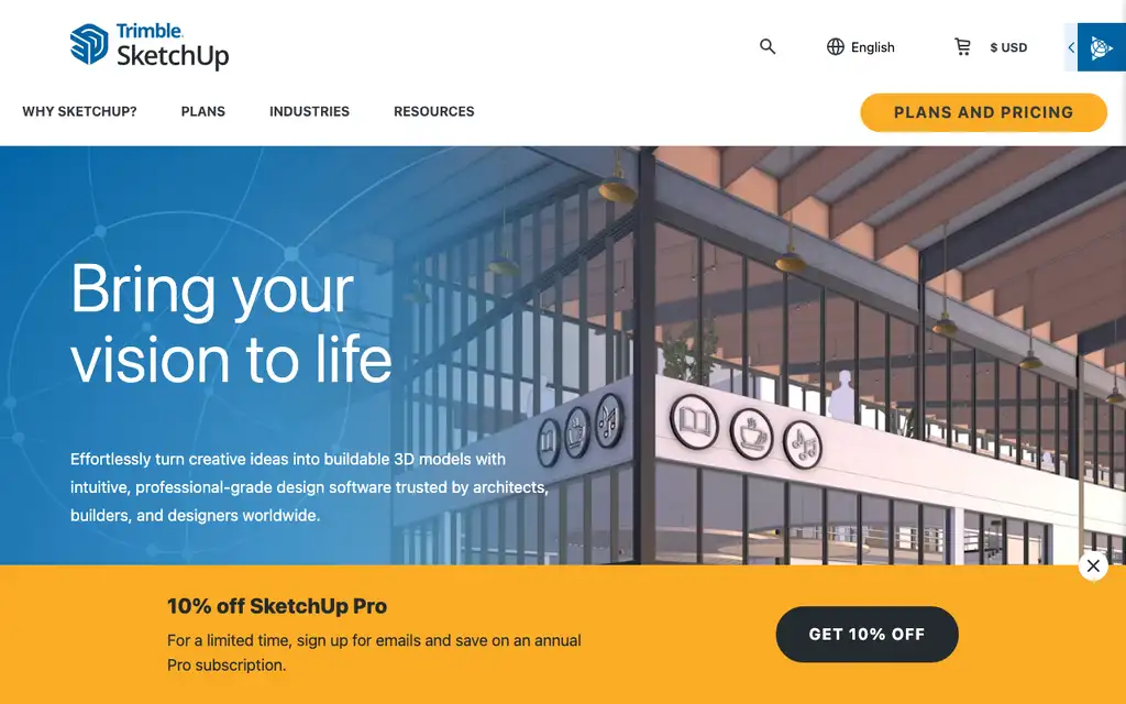 SketchUp website homepage screenshot