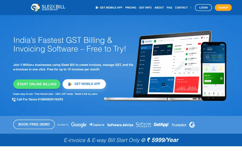Sleek Bill website homepage screenshot
