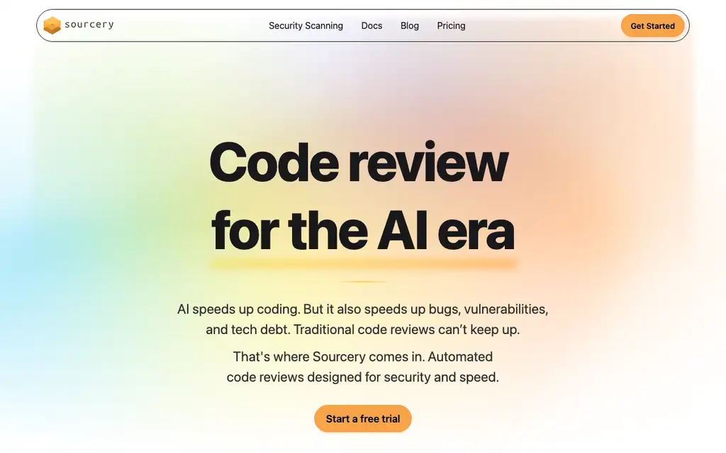 Sourcery website homepage screenshot