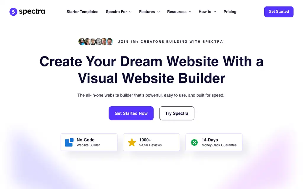 Spectra website homepage screenshot