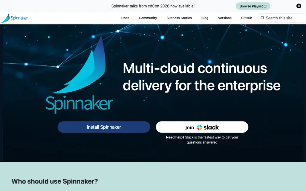 Spinnaker website homepage screenshot