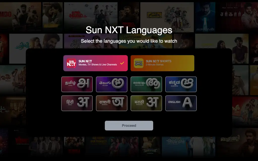 Sun NXT website homepage screenshot
