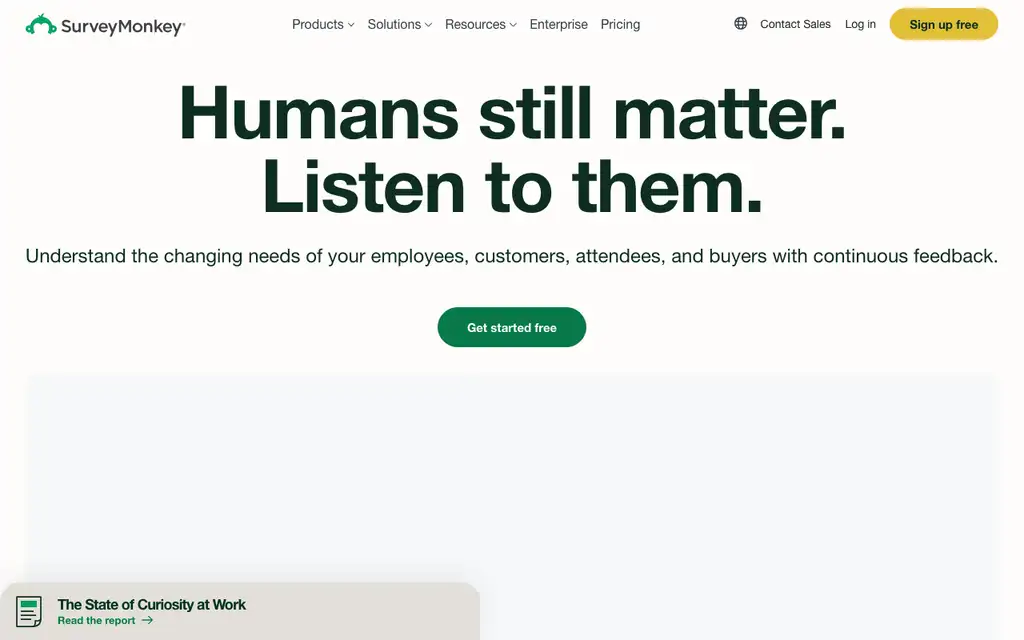 SurveyMonkey website homepage screenshot