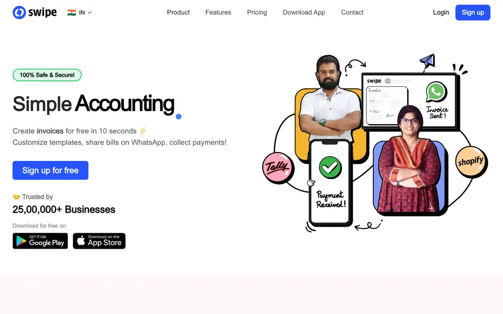 Swipe website homepage screenshot