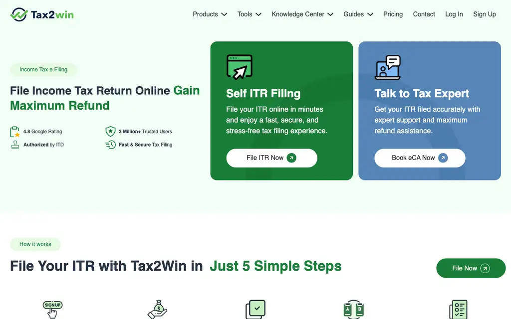 Tax2win website homepage screenshot