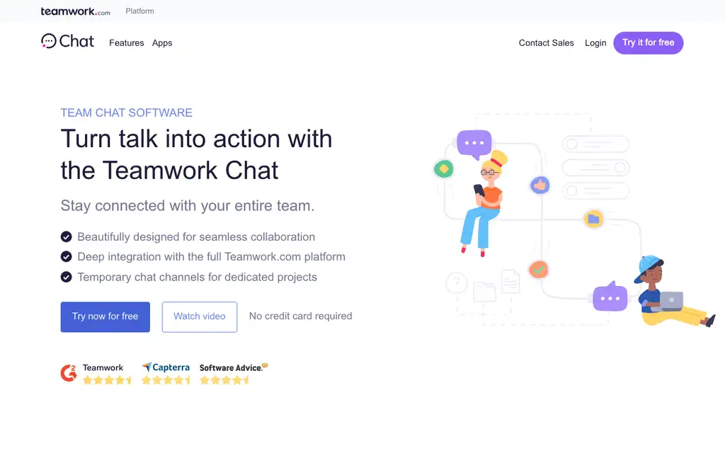 Teamwork Chat website homepage screenshot