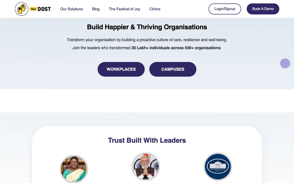 YourDOST website homepage screenshot