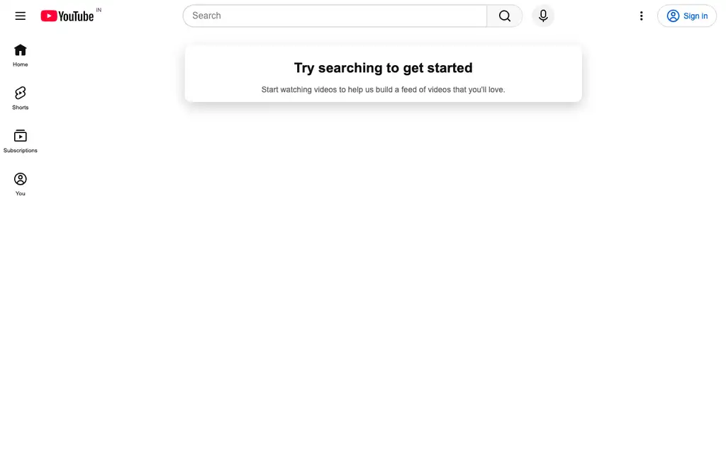 YouTube website homepage screenshot