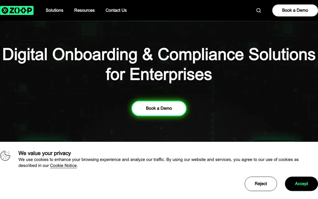 Zoop website homepage screenshot